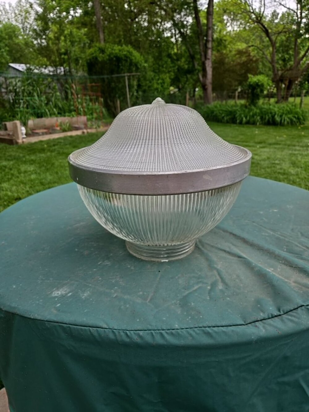 Vtg 12" Holophane 3-piece commercial/industrial light fixture